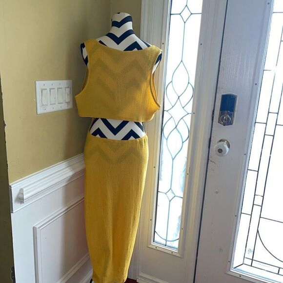 NWT SHEIN SXY Curve Yellow Rib stretchy cut out back sleeveless maxi dress SZ4XL - Picture 6 of 12